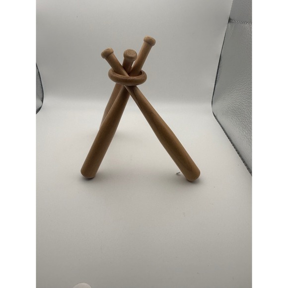 Handmade Other - Vintage Wooden Baseball Bat Tripod Display Stand Sports Memorabilia Holder Brown